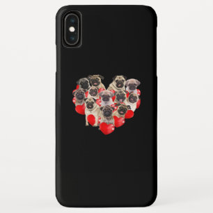 Funda Para iPhone XS Max Día de San Valentín Cute Pug Dog Corazón Cachorro