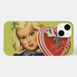 Funda Para iPhone 14 De Case-Mate Día de San Valentín Vintage Lindo, Niña con Chocol
