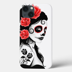 Funda Para iPhone 13 Día del chica muerto del cráneo del azúcar -