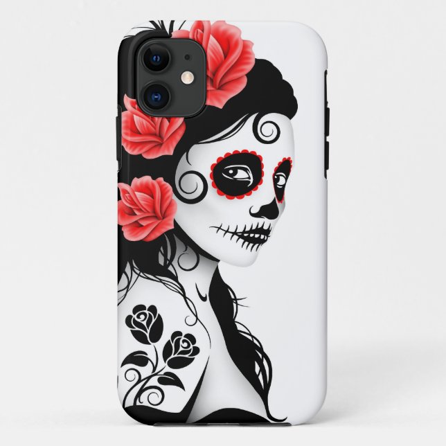 Funda De Case-Mate Para iPhone Día del chica muerto del cráneo del azúcar - (Reverso)
