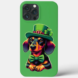 Funda Para iPhone 13 Pro Max Día del Día de los Patrones de Perros de Shamrock 