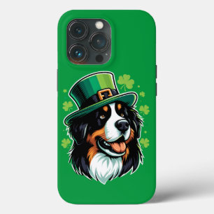 Funda Para iPhone 13 Pro Día del Perro Bernés Irlandés Leprechaun Gorra St 