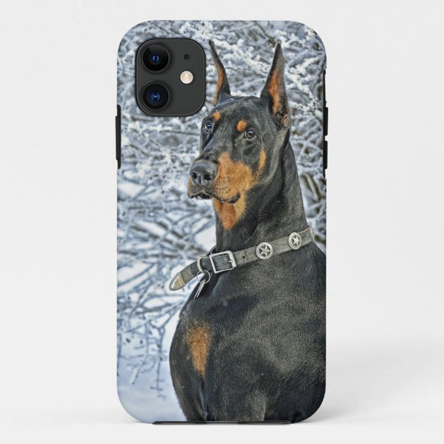 Funda De Case-Mate Para iPhone Día escarchado del Doberman (Reverso)