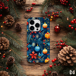 Funda Para iPhone 14 Pro De Case-Mate Día festivo artístico - Adorno festivo azul y dora