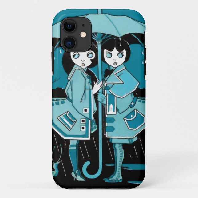 Funda De Case-Mate Para iPhone Día lluvioso en azul (Reverso)