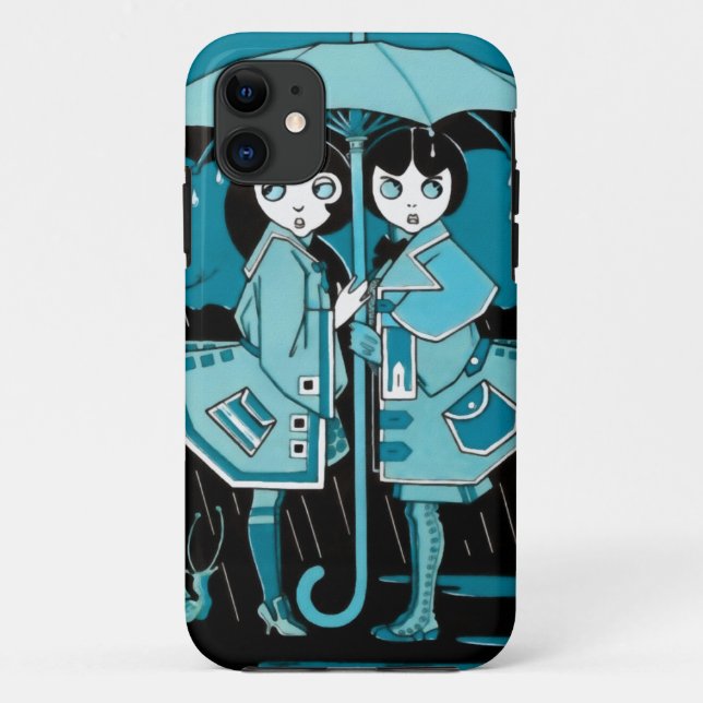 Funda De Case-Mate Para iPhone Día lluvioso en azul (Reverso)