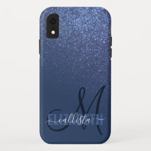 Funda Para iPhone XR Diagonal Naval Azul Purpurina Gradiente Ombre Mono