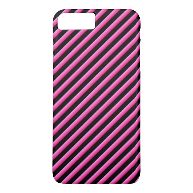 Funda De Case-Mate Para iPhone Diagonal rosada y negra caliente a rayas (Reverso)