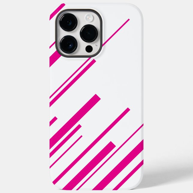 Funda De Case-Mate Para iPhone Diagonales en magenta y blanco (Reverso )