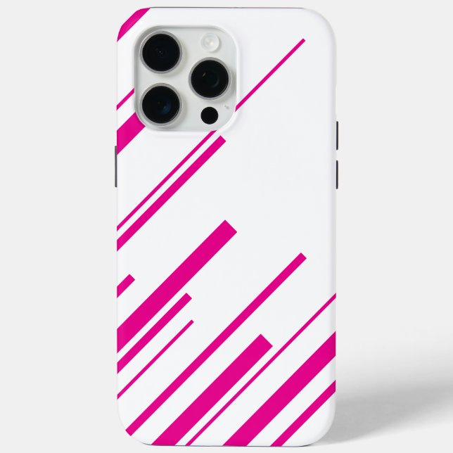 Funda De Case-Mate Para iPhone Diagonales en magenta y blanco (Reverso )
