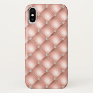 Funda Para iPhone X Diamante acolchado rosa dorado rosa lujo