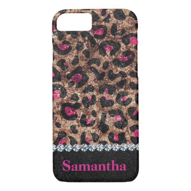 Funda De Case-Mate Para iPhone diamante de animal rosa leopardo de la moda person (Reverso)
