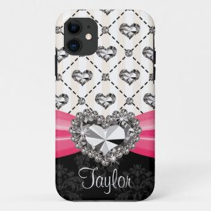 Funda Para iPhone 11 Diamante de imitación del corazón del diamante d