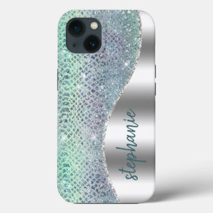 Funda Para iPhone 13 Diamante Personalizado Brillante Piel de Serpiente