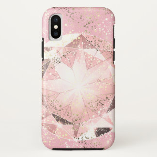 Funda Para iPhone X Diamante rosado en pastel ligero con mancha dorada