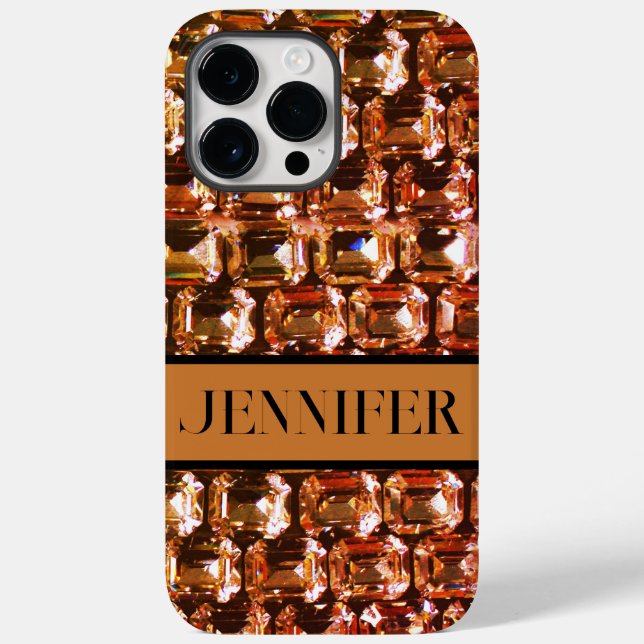 Funda De Case-Mate Para iPhone Diamantes amarillos, diamantes de naranja, piedras (Reverso )