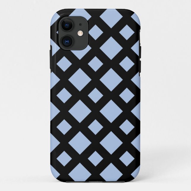 Funda De Case-Mate Para iPhone Diamantes azules claros en negro (Reverso)