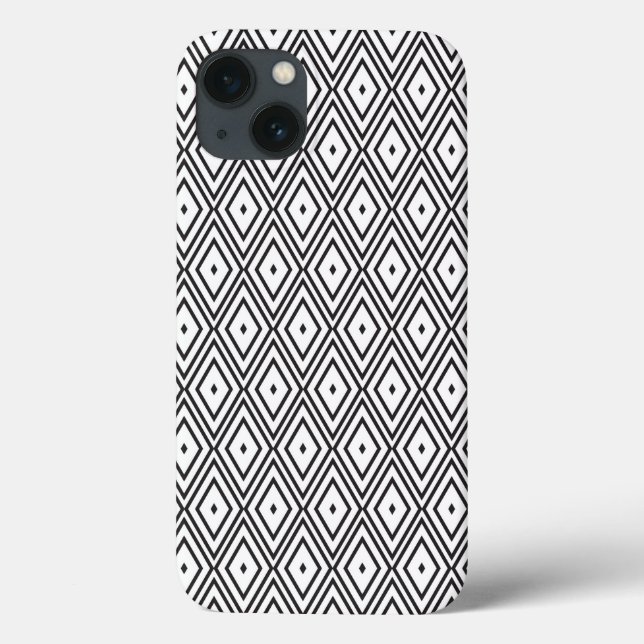 Funda De Case-Mate Para iPhone Diamantes blancos y negros (Reverso)