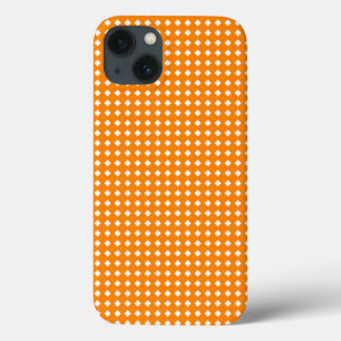 Funda Para iPhone 13 Diamantes con patrón geométrico naranja y blanco