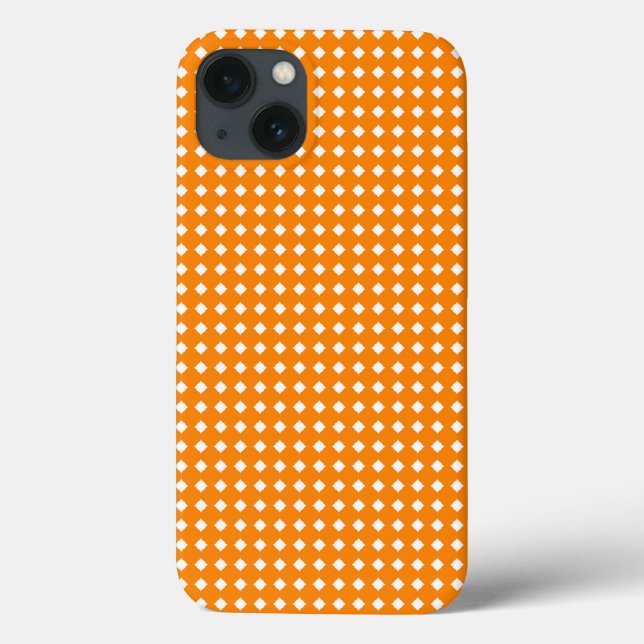 Funda De Case-Mate Para iPhone Diamantes con patrón geométrico naranja y blanco (Reverso)