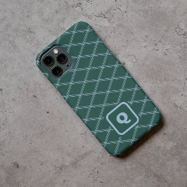 Funda Para iPhone 14 Pro De Case-Mate Diamantes de estilo Art Déco con Monograma Verde y