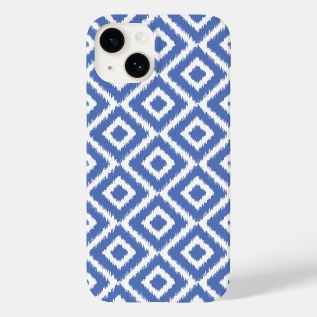 Funda De Case-Mate Para iPhone Diamantes de Ikat Azul (Reverso )