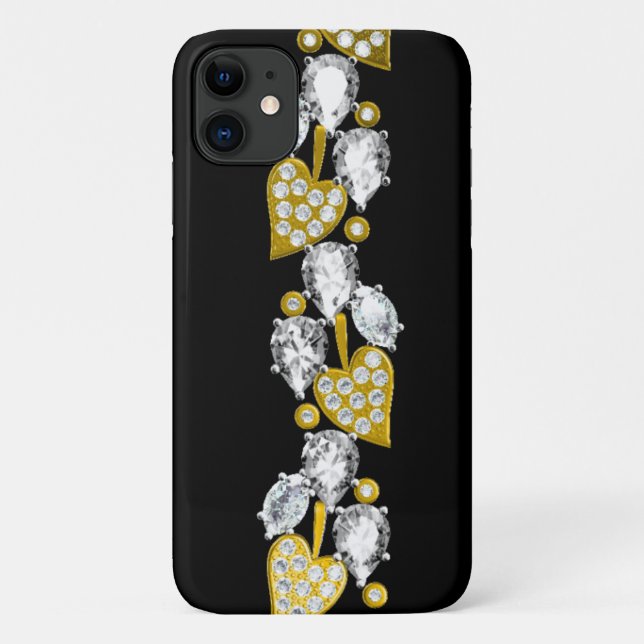 Funda De Case-Mate Para iPhone Diamantes de imitación y joyas de oro (Reverso)