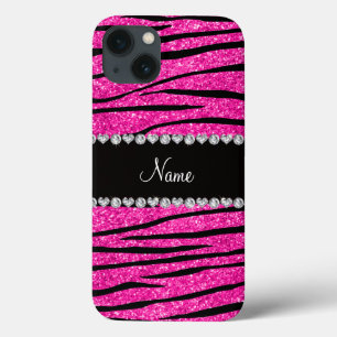 Funda Para iPhone 13 Diamantes de neón conocidos de encargo de la cebra
