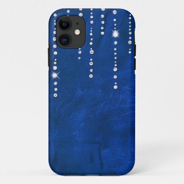 Funda De Case-Mate Para iPhone Diamantes En Cuero Azul (Reverso)