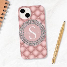 Funda Para iPhone 14 De Case-Mate Diamantes espumosos Personalizados Monograma rosa 