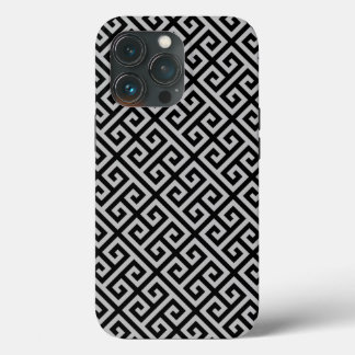 Funda Para iPhone 13 Pro Diamantes griegos de claves en negro y gris
