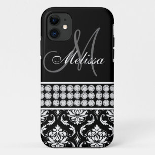 Funda Para iPhone 11 Diamantes impresos en negro personalizados