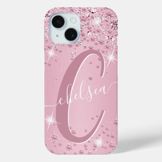 Funda De Case-Mate Para iPhone Diamantes rosados - Personalizados (Reverso )