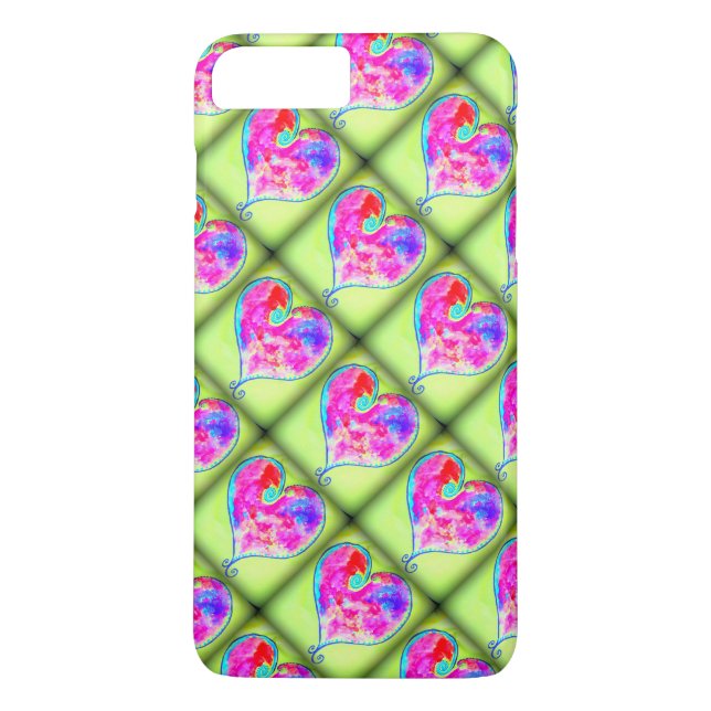 Funda De Case-Mate Para iPhone diamantes verdes de corazones rosas (Reverso)