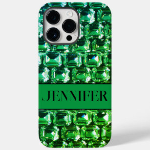 Funda Para iPhone 14 Pro Max De Case-Mate Diamantes verdes, patrón de joyas de piedra de gem