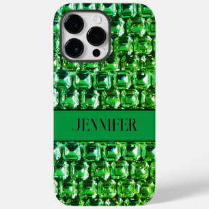 Funda Para iPhone 14 Pro Max De Case-Mate Diamantes verdes, patrón de joyería de piedras pre