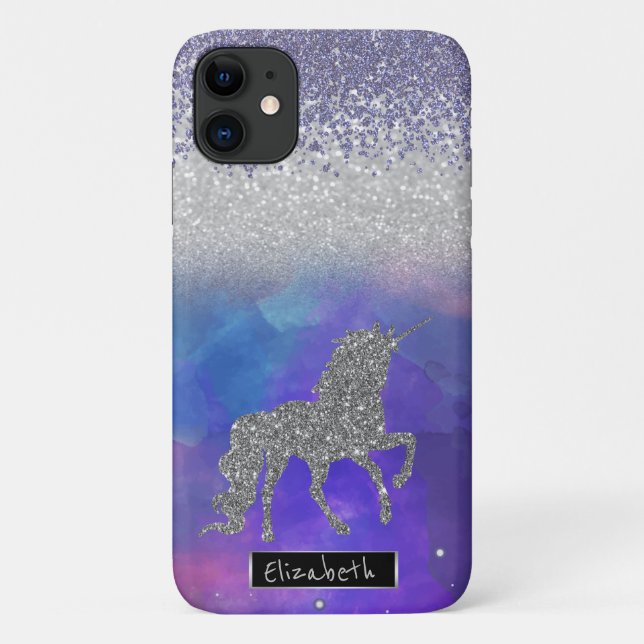 Funda De Case-Mate Para iPhone Diamantes violentos, Purpurina Unicornio (Reverso)
