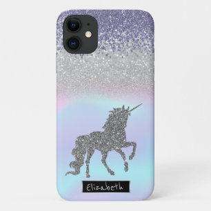 Funda Para iPhone 11 Diamantes Violeta Holográficos, Unicornio con Bril