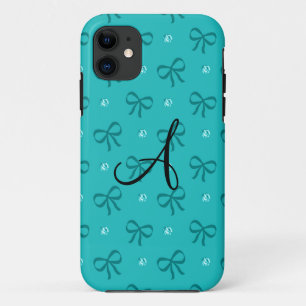 Funda Para iPhone 11 Diamantes y arcos de color turquesa monogramo