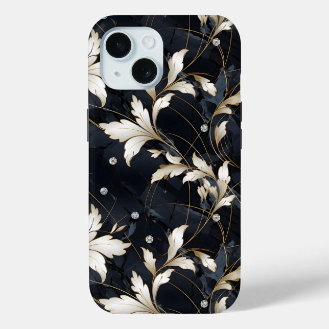 Funda De Case-Mate Para iPhone Diamantes y flores (Reverso )