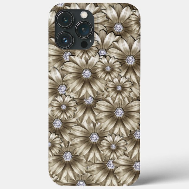 Funda De Case-Mate Para iPhone Diamonds Flowers Gemstone Luxury (Reverso )