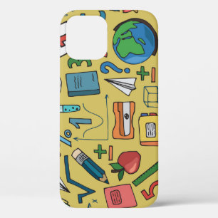 Funda Para iPhone 12 Días escolares: Patrón de suministros de cosecha