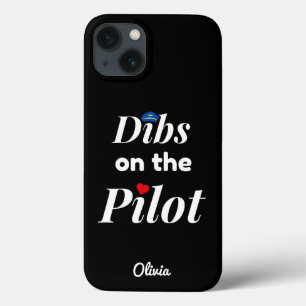Funda Para iPhone 13 Dibs on the Pilot, Aviation,Minimalista,Monogramme
