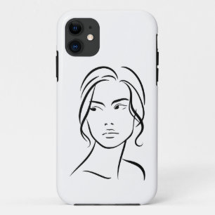 Funda Para iPhone 11 Dibujo 4 de una línea de la mujer