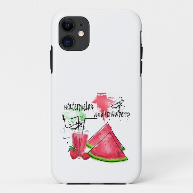 Funda De Case-Mate Para iPhone Dibujo acuarela de sandía y fresas (Reverso)
