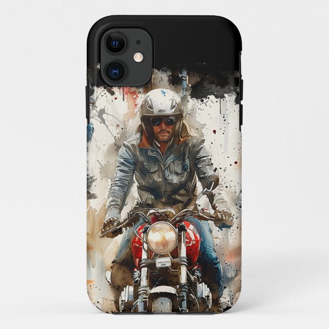 Funda De Case-Mate Para iPhone Dibujo acuarela MotoBikers (Reverso)
