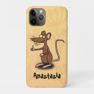 Funda Para iPhone 11 Pro Dibujo animado de rata marrón linda dando pulgar h