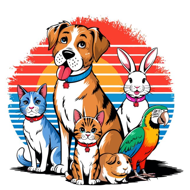 Funda De Case-Mate Para iPhone Dibujo animado de reunión de mascotas  (A vibrant animated scene featuring a cheerful dog at the forefront, surrounded by other animals. )