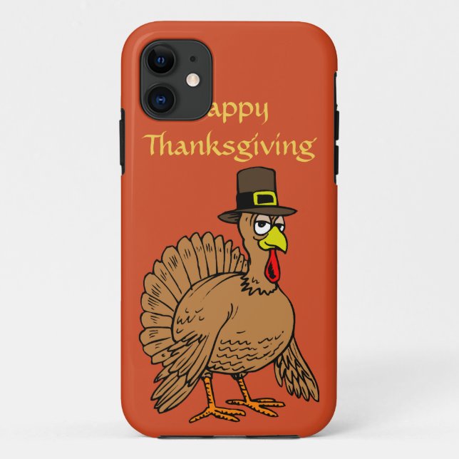 Funda De Case-Mate Para iPhone Dibujo animado lindo del peregrino de Turquía de (Reverso)