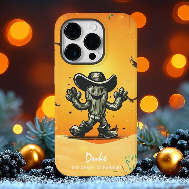 Funda De Case-Mate Para iPhone Dibujo animado retro de vaquero cactus (Subido por el creador)